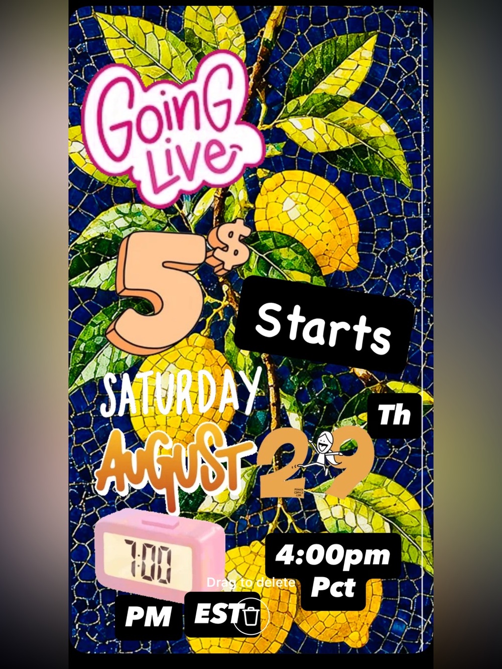 LIVE Saturday 8/29 @ 7pm Est / 4pm PCT | $5 STARTS + PAY 1 SHIPPING